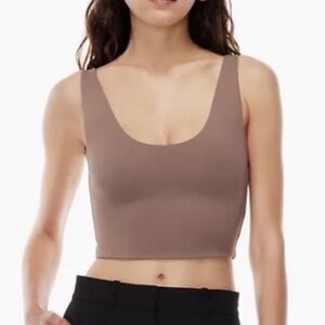 Aritzia Babaton Scoop Neck Tank Cropped Brown Size Medium